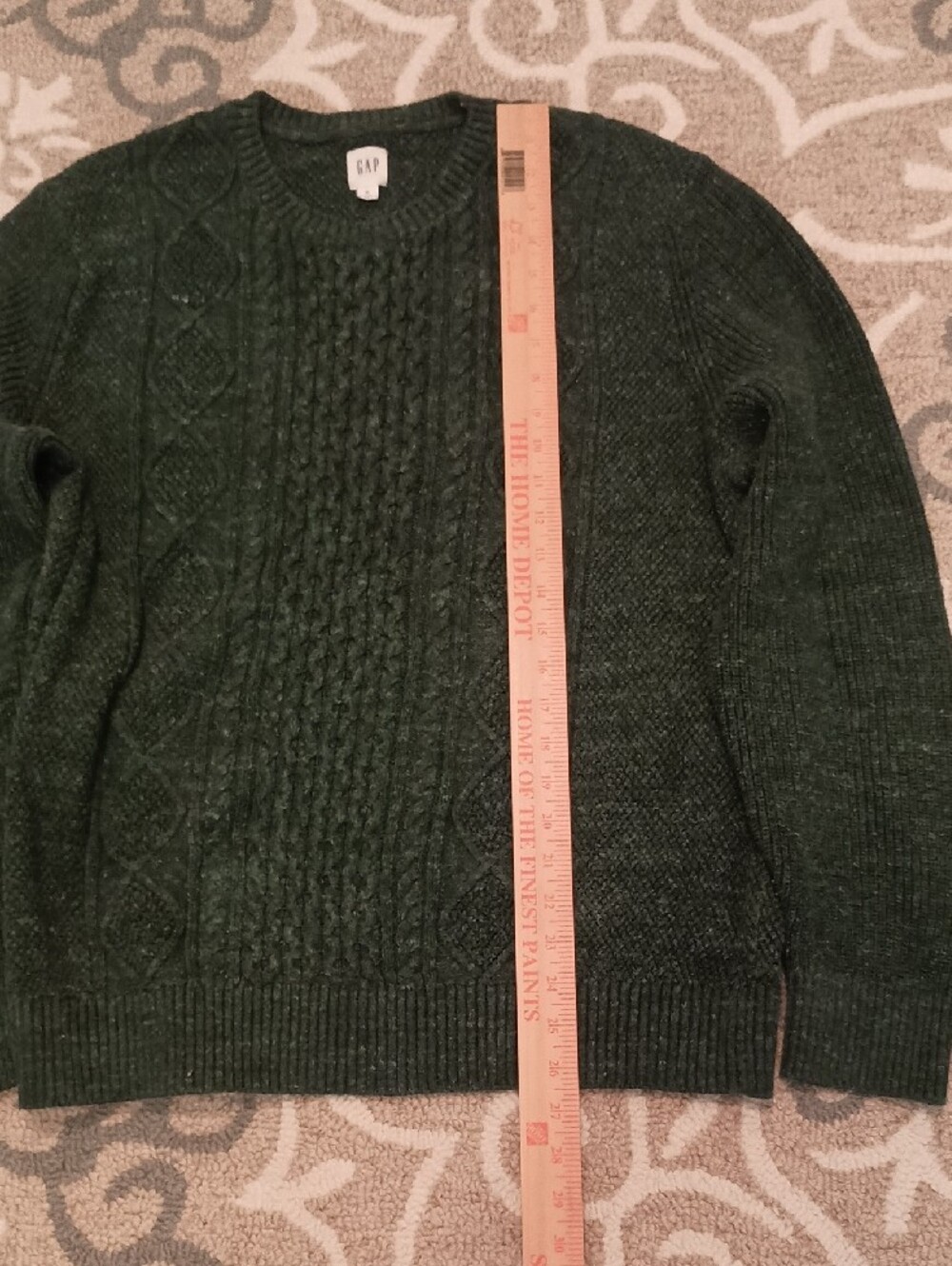 GAP Dark Green Cable-Knit Crewneck Sweater - Picture 4 of 6